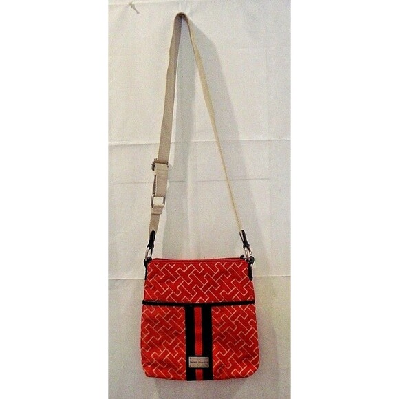 Tommy Hilfiger Crossbody Bag Red Signature Purse Adjustable Strap - Picture 2 of 6